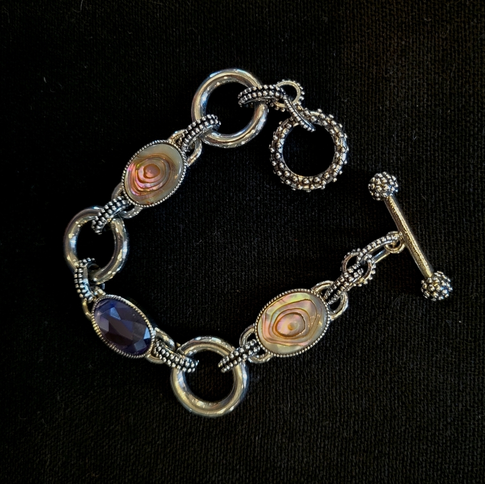 Lia Sophia Epiphany Abalone and Purple Cut Crystal Bracelet